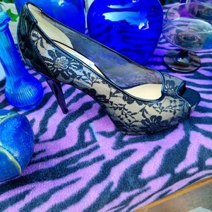 Black lace stilettos